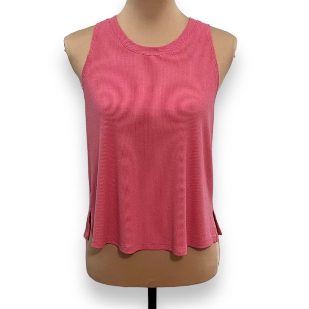 3/$30 Zella Splits Ribbed Racerback Tank Top Pink S/Small Relaxed Fit Workout